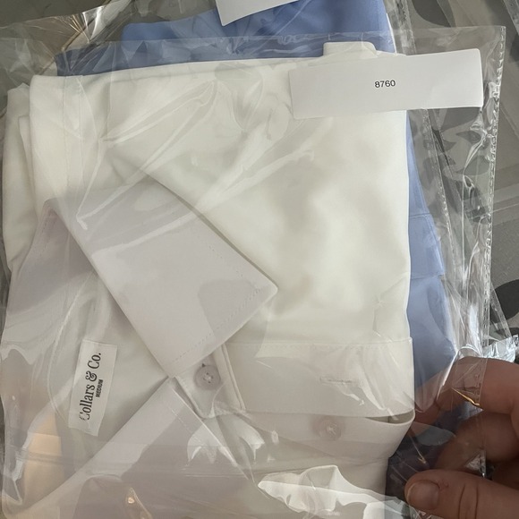 Collars and Co Polo shirt Mens M White Solid Stretch Spread Dress Collar #2 - Picture 12 of 12